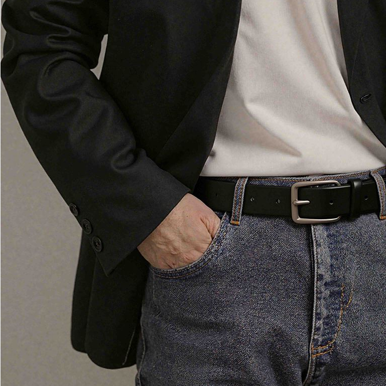 Cinto de couro preto Tam 115/120/125cm Couro legítimo Durável Male em Oferta na Shopee