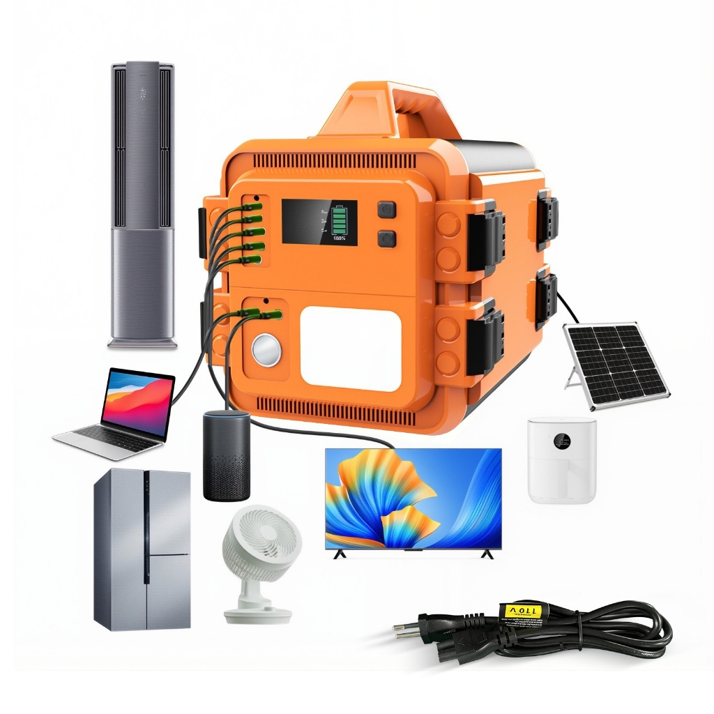 Estação de Energia Portátil 1000W (2000W Pico) - 576Wh Carga Solar/Carro/Rede Múltiplas Interfaces e Iluminação LED 110V
