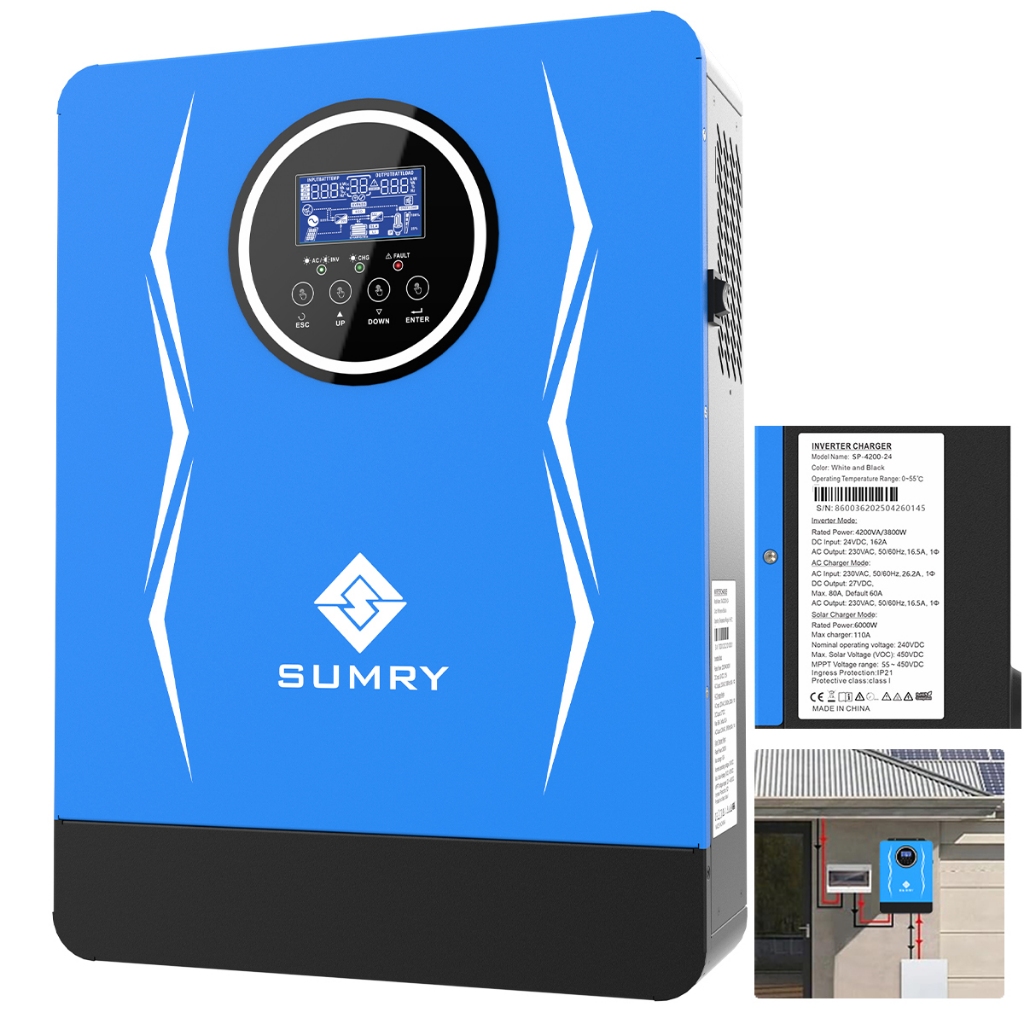 Inversor Solar Hibrido Série SP 3800W 24V Inversor Solar Fora da Rede MPPT Charger 110A 220V PV INPUT