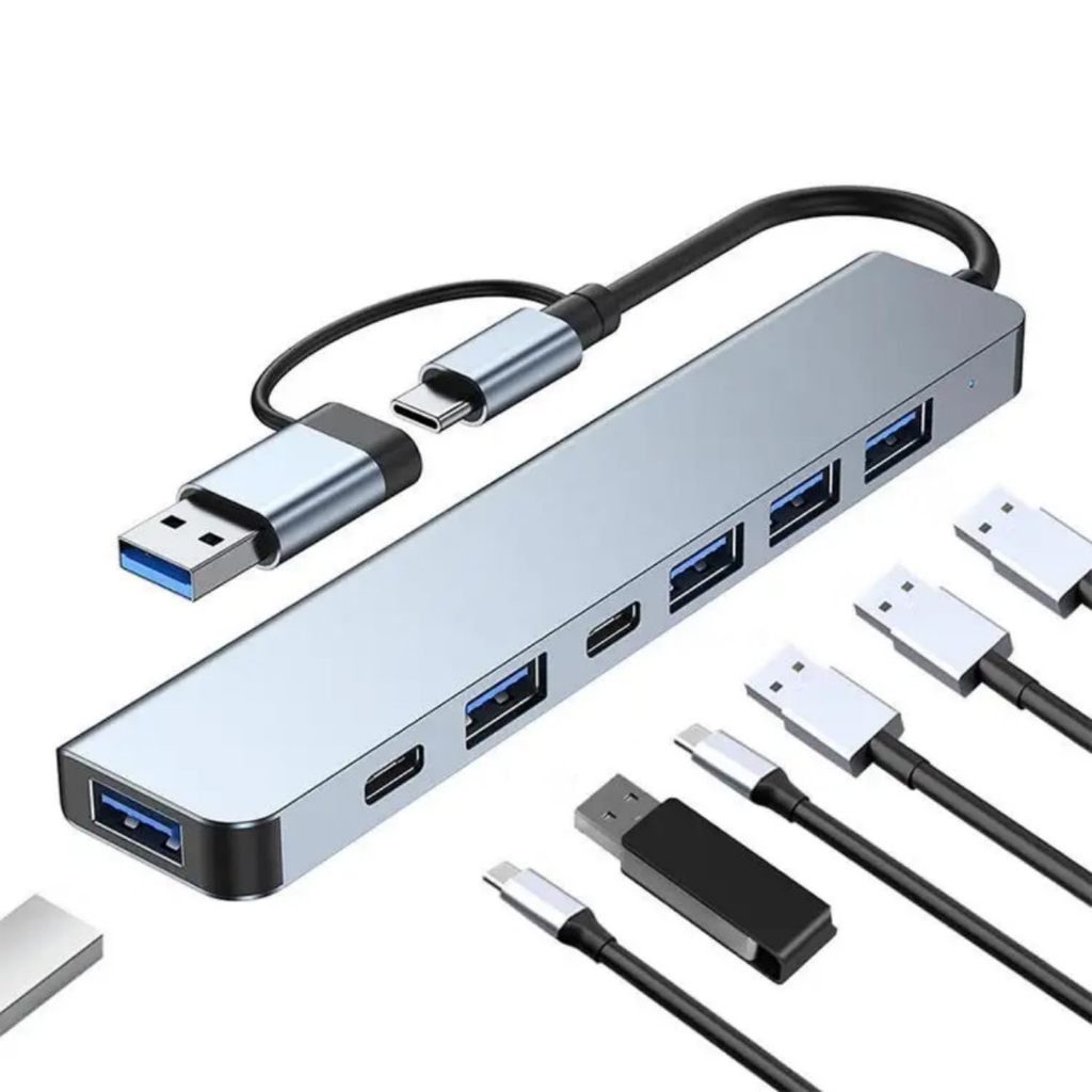 USB 7-in-1 hub com USB 3.0 e tipo C-5Gbps expansão multifuncional - perfeito para conectividade multidispositivo