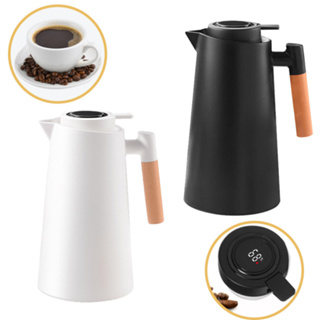 Garrafa Térmica de água / Café 1 Litro Com Termômetro Led Para Chás / Café Design Moderno Cabo Madeira em Oferta na Shopee