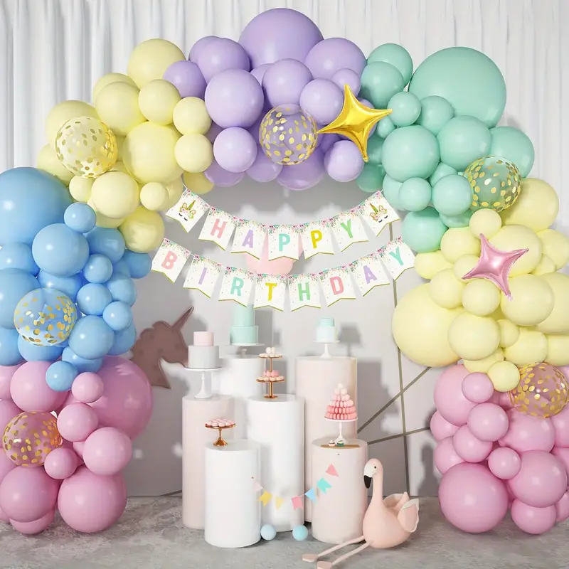 Conjunto de balões de luxo de 115 peças, cores Macaron adequadas para festa e aniversário