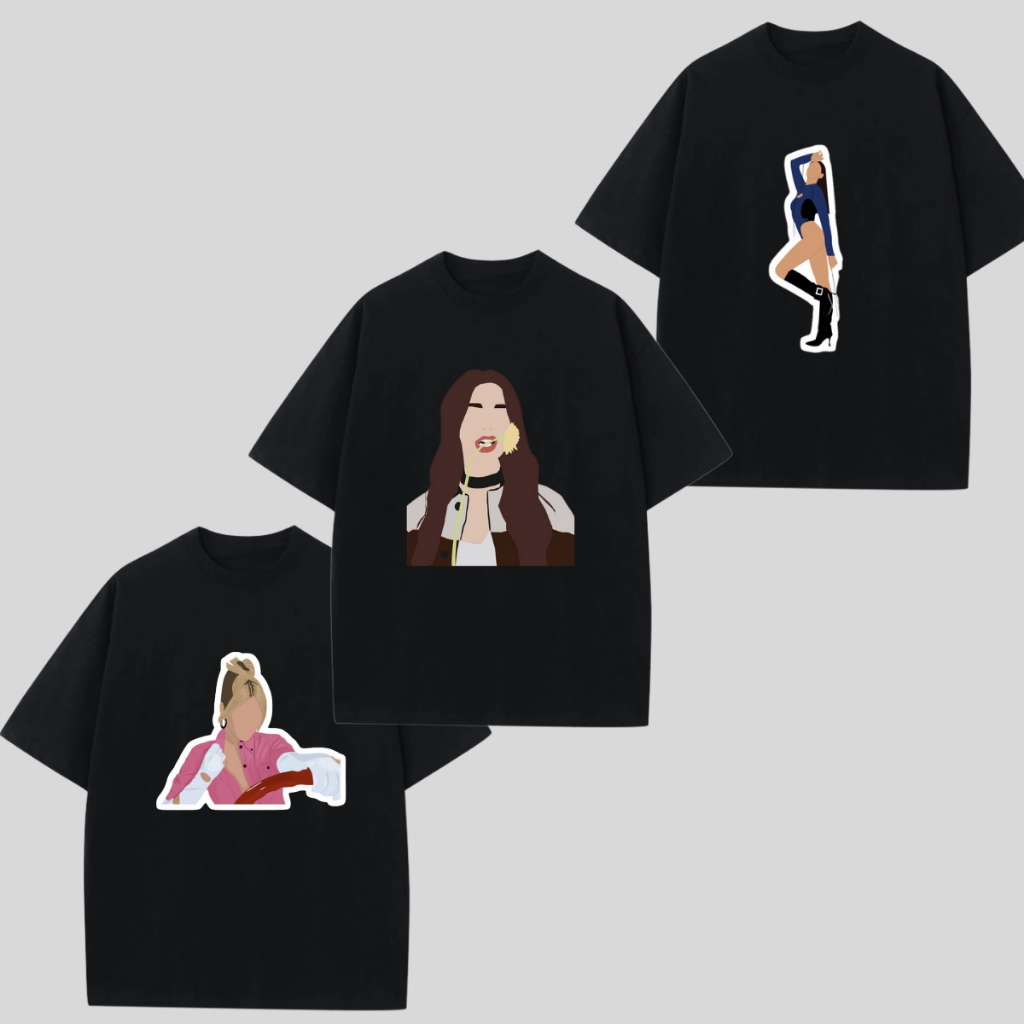 Kit 3 Camisetas Unissex Básica 100% Algodão Estampada Estrela Pop Dua Lipa Envio Imediato