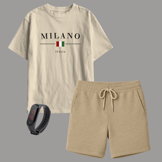 Kit Camiseta Infantil Milano e Short Moletinho + Brinde Relógio Digital em Oferta na Shopee