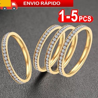 Anel Aparador de Aliança Anel Solitário Dourado ou Prata Aço Inoxidavel Cravejado 2mm Hipoalergênico em Oferta na Shopee