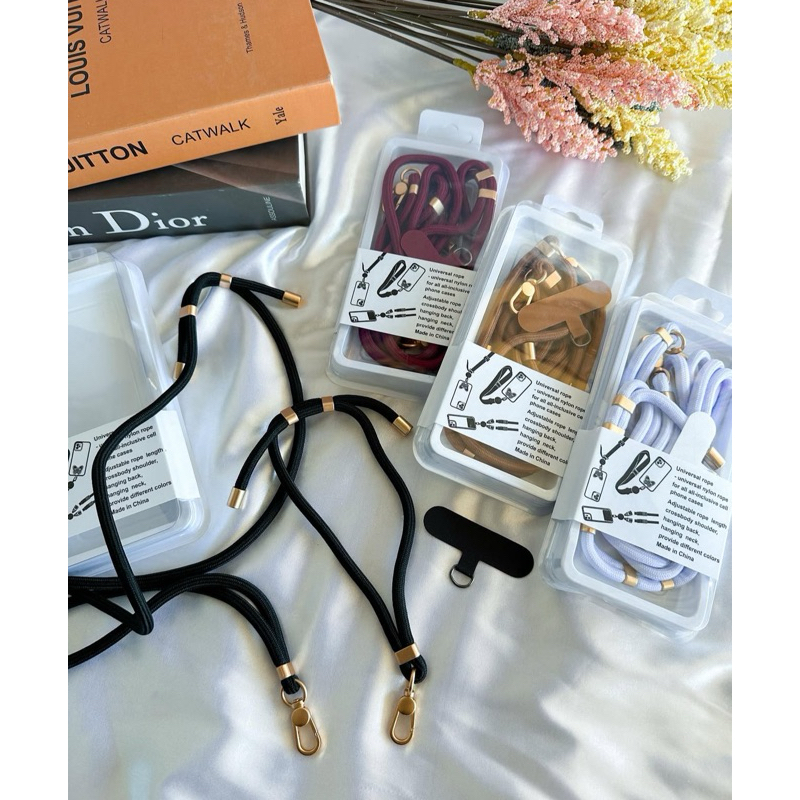 Cordão 2em1 kit cordão de pescoço com cordão de mão tecido com dourado aço cores neutras universal em Oferta na Shopee