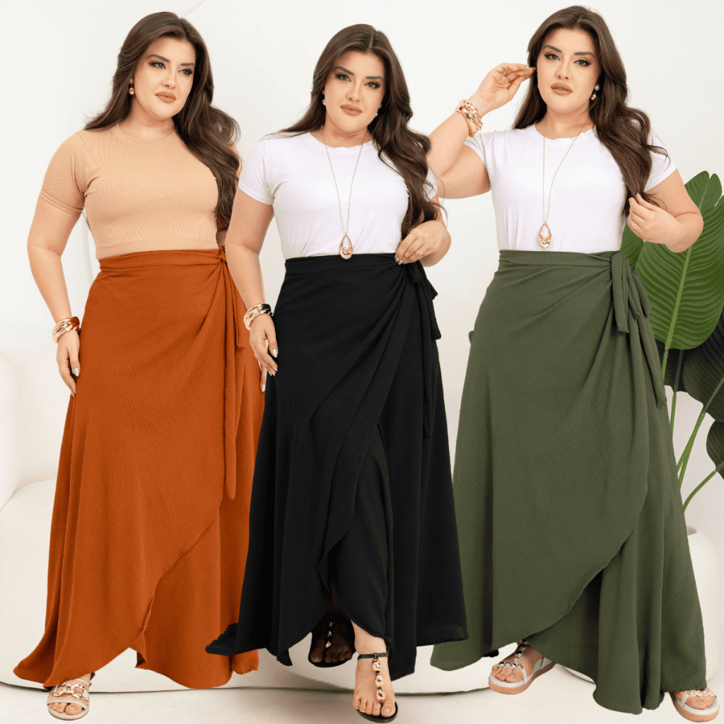 Saia Plus Size Envelope Multiformas Ajustável Transpassada Evangélica em Oferta na Shopee