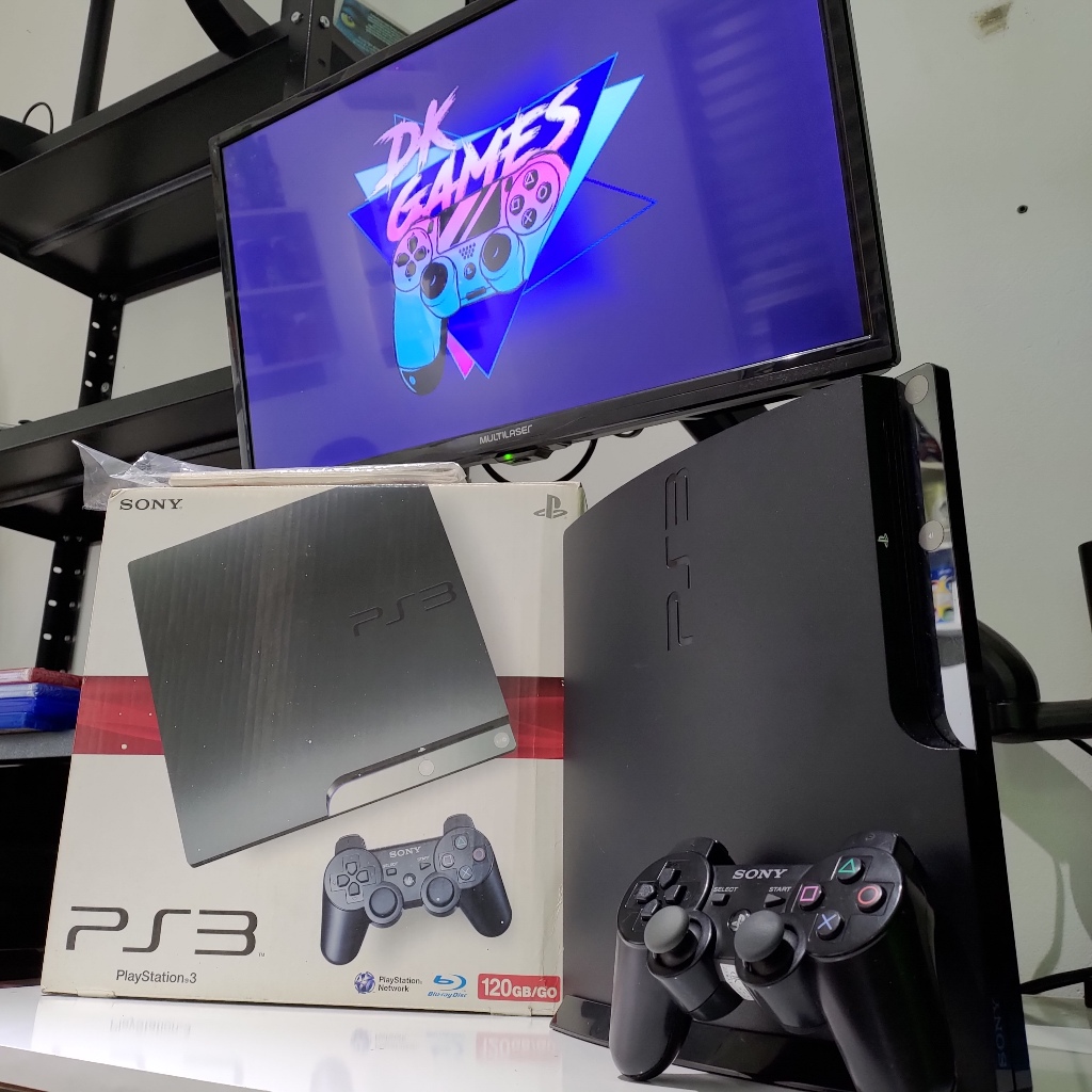 PS3 PlayStation 3 Play3 Slim ou SuperSlim Original +2 Controles +100 Jogos +Garantia