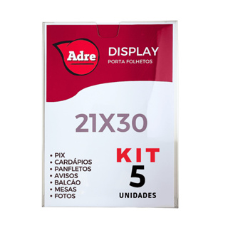 5 Display Expositor 21x30 PETG A4 Transparente Quadro Aviso Prontuário Folha Sulfite Cartaz Banner em Oferta na Shopee