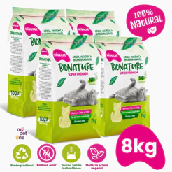 Kit 4 Areia Biodegradável 2 Kg Bionature para Gatos Wisecat