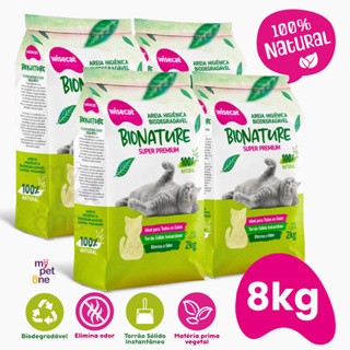 Kit 4 Areia Biodegradável 2 Kg Bionature para Gatos Wisecat em Oferta na Shopee