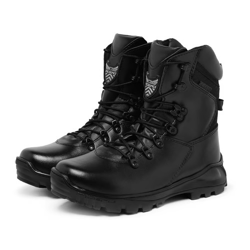Coturno Militar Leve Bota Acero Tiger Couro Preto Extra Brilho Cano Médio Até N° 50 Airsoft e Trabalho Profissional