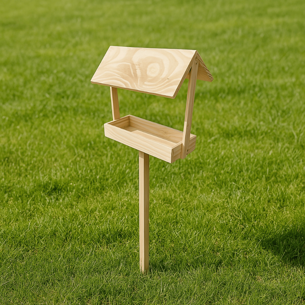 Casinha para Passarinhos Comedouro de Jardim com Estaca - Madeira Pinus Reflorestada em Oferta na Shopee