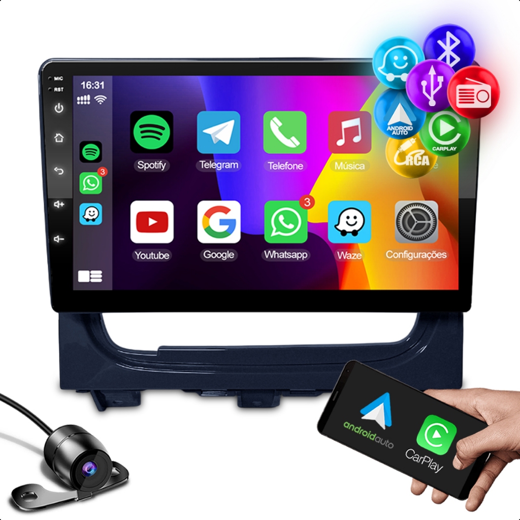 Multimidia Universal Android Carplay Bluetooth 9 Polegadas Moldura Palio Strada Siena Weekend
