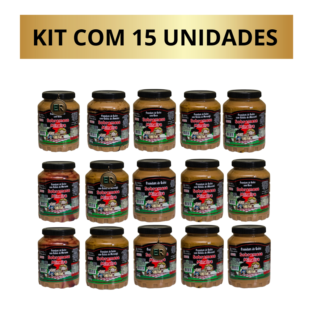 Kit Doce de Leite com 15 potes Sobremesa Mineira 680gr Sabores Sortidos Ótimos para Revenda