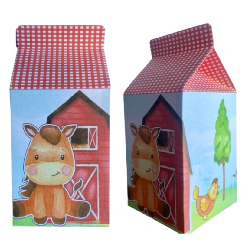 10 Caixinhas Milk Fazendinha Caixa de Leite  Personalizados Lembrancinha Festa PEGUE E MONT
