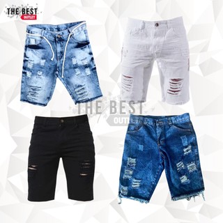 4 Bermuda Jeans Masculina Short Rasgado Shorts da Moda Desfiado Estiloso Alta Qualidade