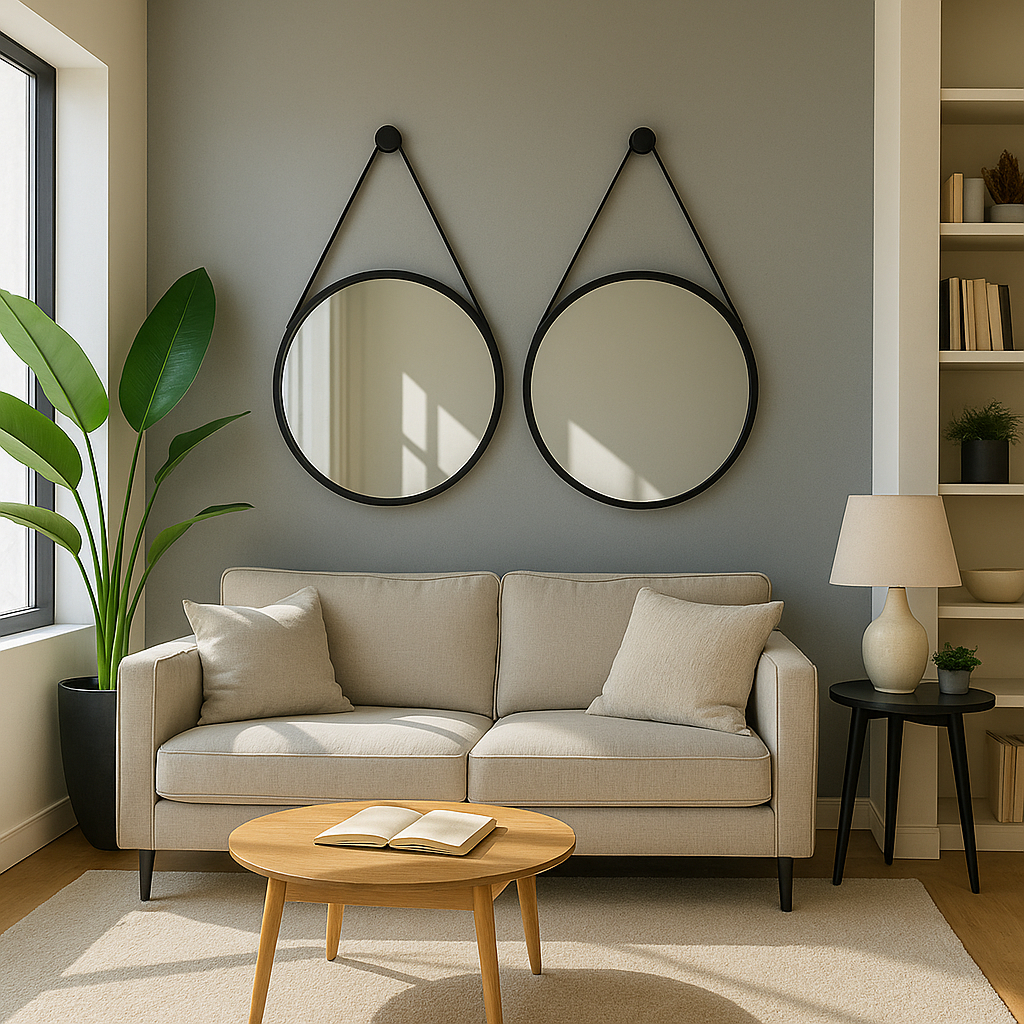 2 Espelho Redondo Decorativo Adnet Supenso de Parede 60cm 50cm 40cm 30cm Com Alça em Oferta na Shopee