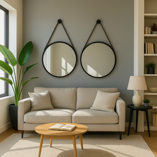 2 Espelho Redondo Decorativo Adnet Supenso de Parede 60cm 50cm 40cm 30cm Com Alça em Oferta na Shopee