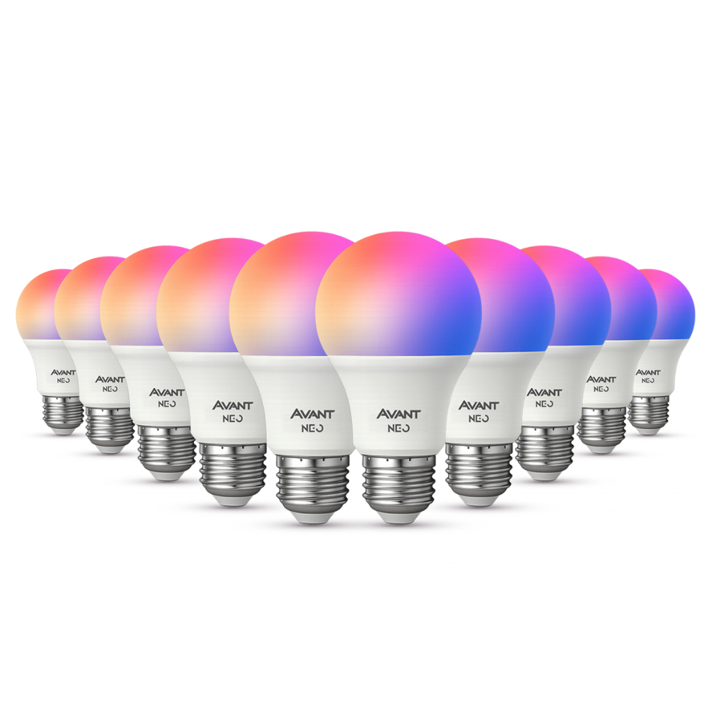 Kit 10 Lampadas Led Smart Inteligente Wi Fi Alexa google 10w RGB E27 110v/220v Avant Neo em Oferta na Shopee