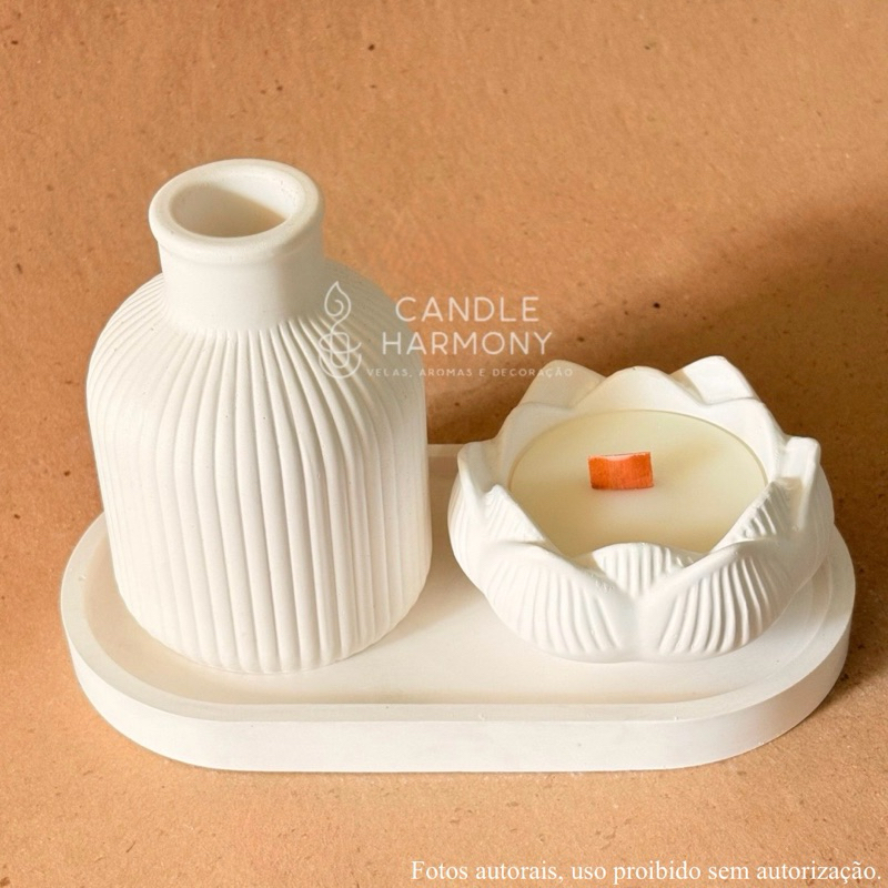 Imagem Vela Aromática Artesanal Flor de Lótus - Base em Gesso