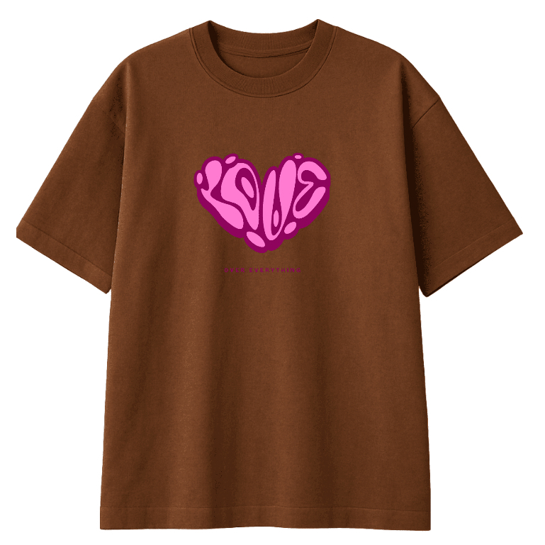 Camiseta Oversized Feminina Academia Estampada Modelo: "Coração Love" – Novidade Moda Streetwear 100% Algodão