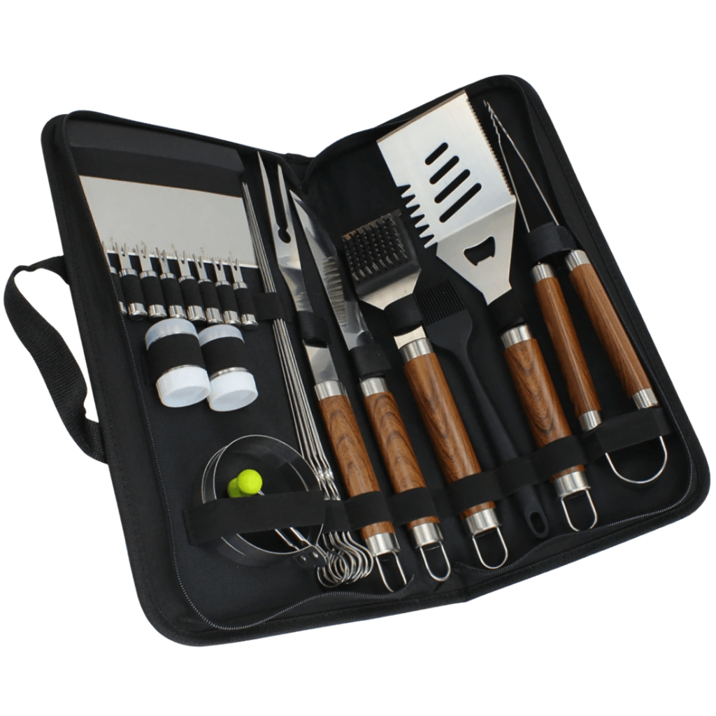 Kit Churrasco Profissional com 26 Peças – Cabo em Madeira e Estojo de Transporte - Fracalanza 28585