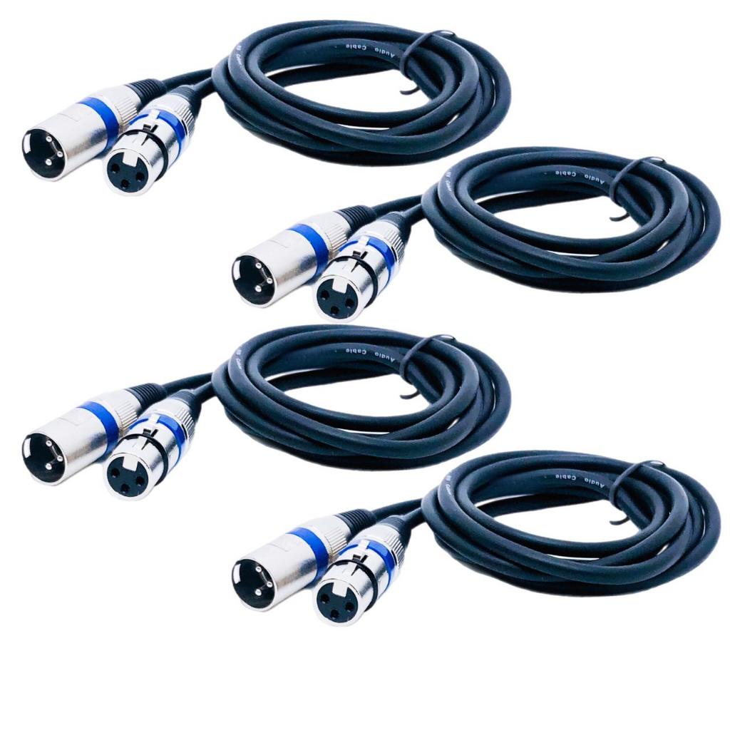 Kit 4 Cabo Microfone Xlr Canon Macho X Femea Balanceado Dmx Bm800 1 Metro