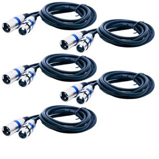 Kit 5 Cabo Microfone Xlr Canon Macho X Femea Balanceado Dmx Bm800 1 Metro