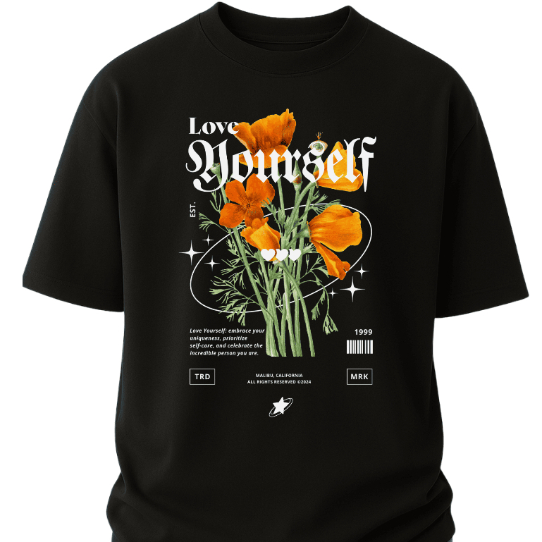 Camiseta Oversized Feminina Academia Estampada Modelo: "Love Yourself" – Novidade Moda Streetwear 100% Algodão
