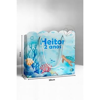 Kit Sacolinha Personalizada G | Fundo do Mar | Lembrancinha Infantil | Pegue e Monte em Oferta na Shopee