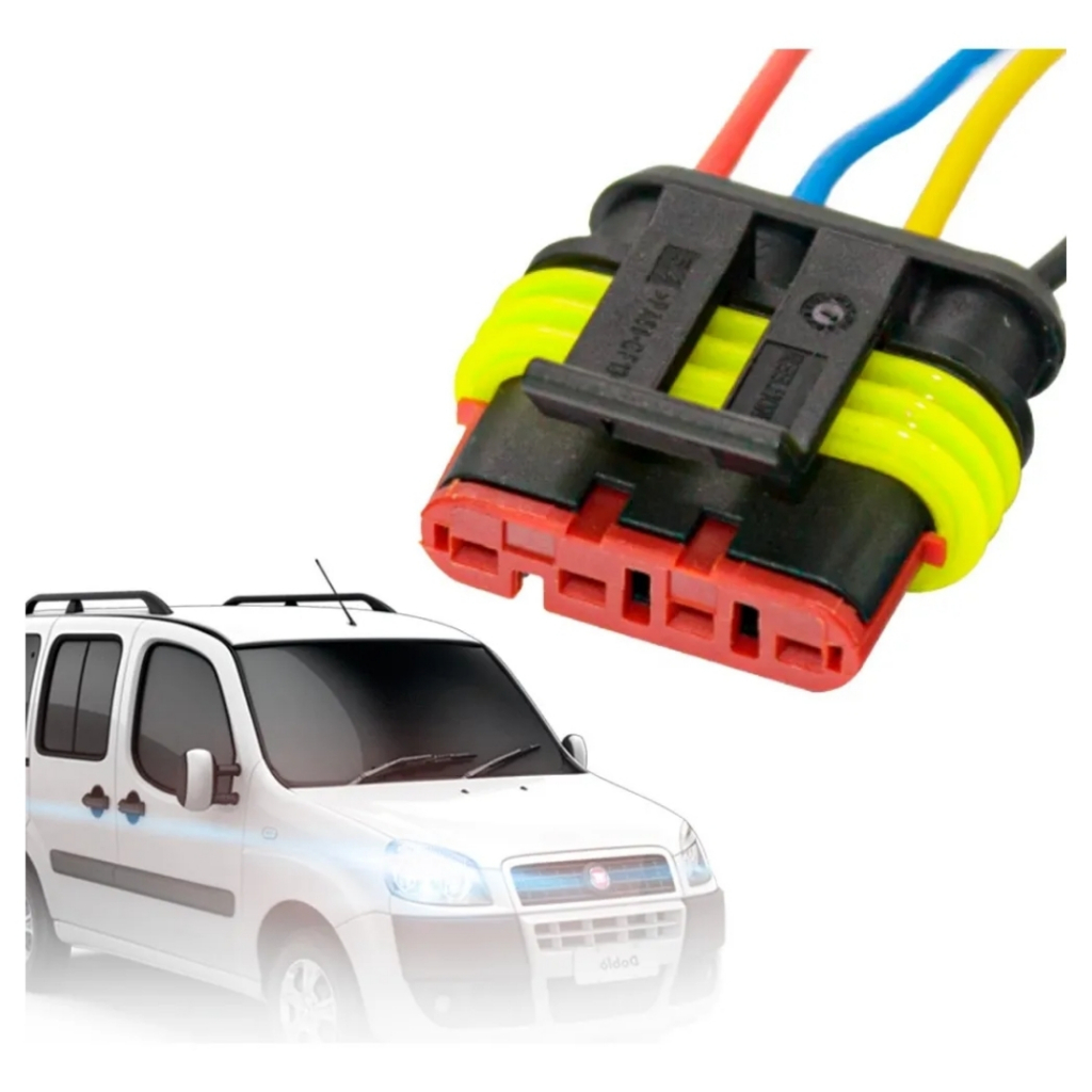 01 Chicote Conector Plug 04 Vias Femea Farol Iveco Strallis
