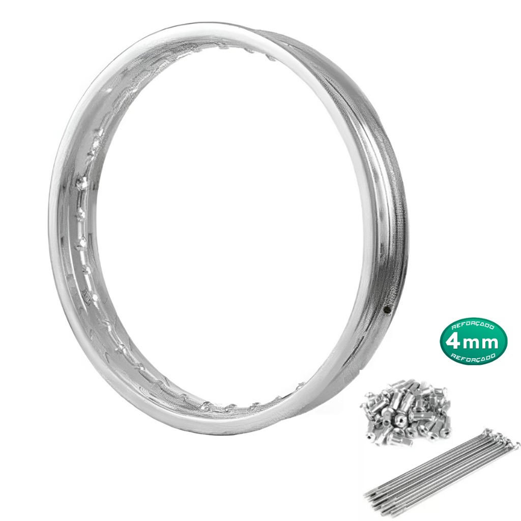 Aro Calha Folha Jante Roda 18 X 160 Dianteiro Cg125 Titan150 Ybr125 + Raios Cromados 4mm