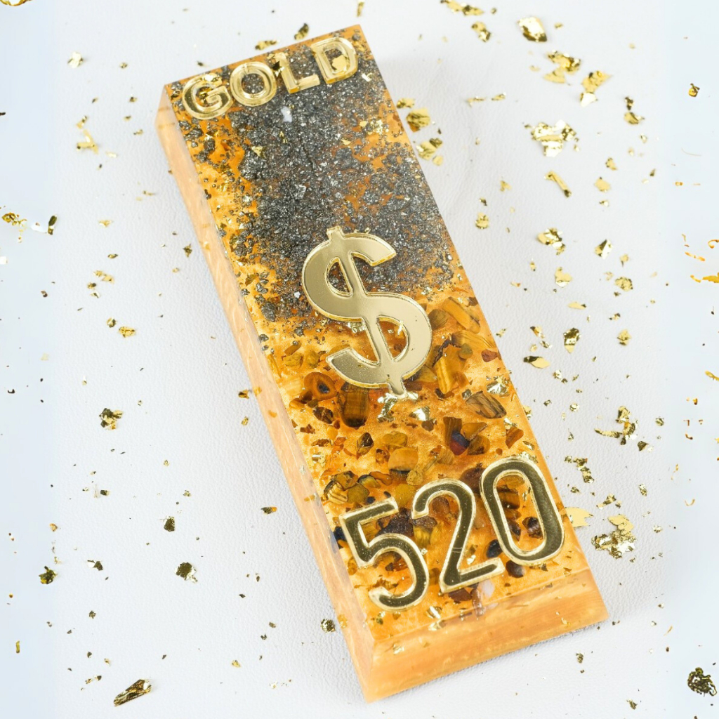 Orgonite Barra De Ouro Artesanal Dourada Com Cristais 520 Decoração Energética Ambiente Proteção