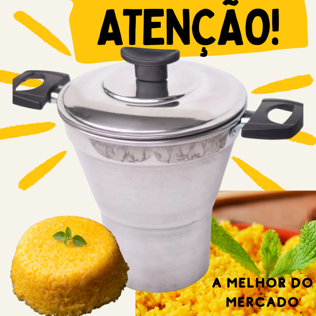 Cuscuzeira Alumínio Cuscuzeiro Polido Tradicional Nordestino Reforçado Tamanhos 14-16-18