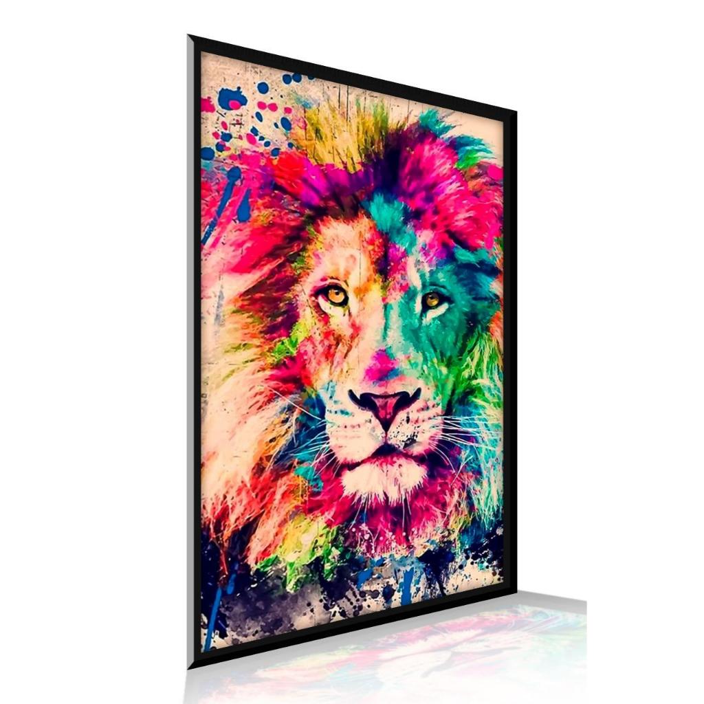 Quadro Decorativo Quarto Sala Leão de Judá Abstrato Colorido Arte Conceitual em Oferta na Shopee