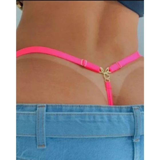 Kit com 3 Calcinha Playboy Fio Dental Colorida Pingente Coelhinho em Oferta na Shopee