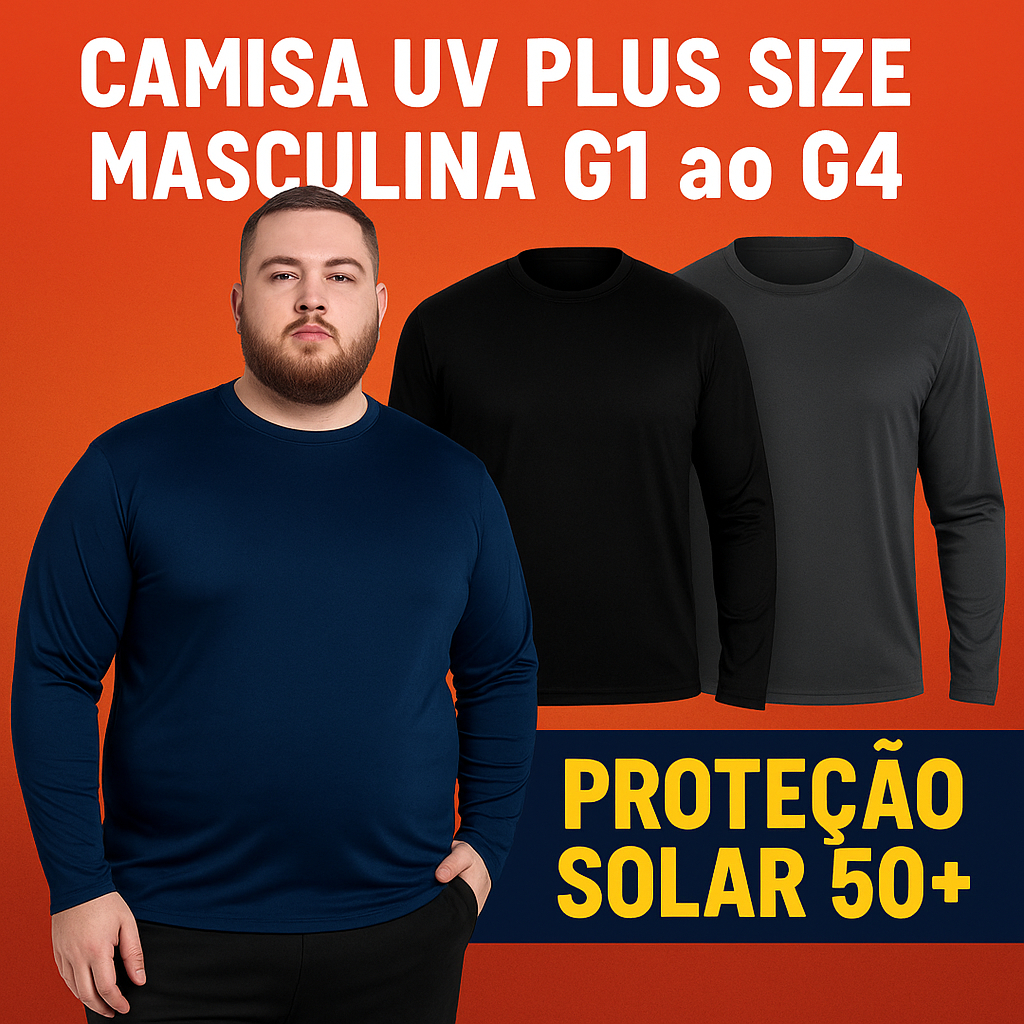 Camisa Térmica UV Masculina P ao G4 – Segunda Pele Plus Size Malha Fria