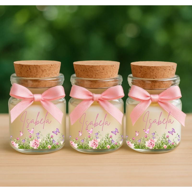 Mini vela aromática para Lembrancinha Aniversário, Chá de bebê, Nascimento, Batizado, Adesivo Personalizado