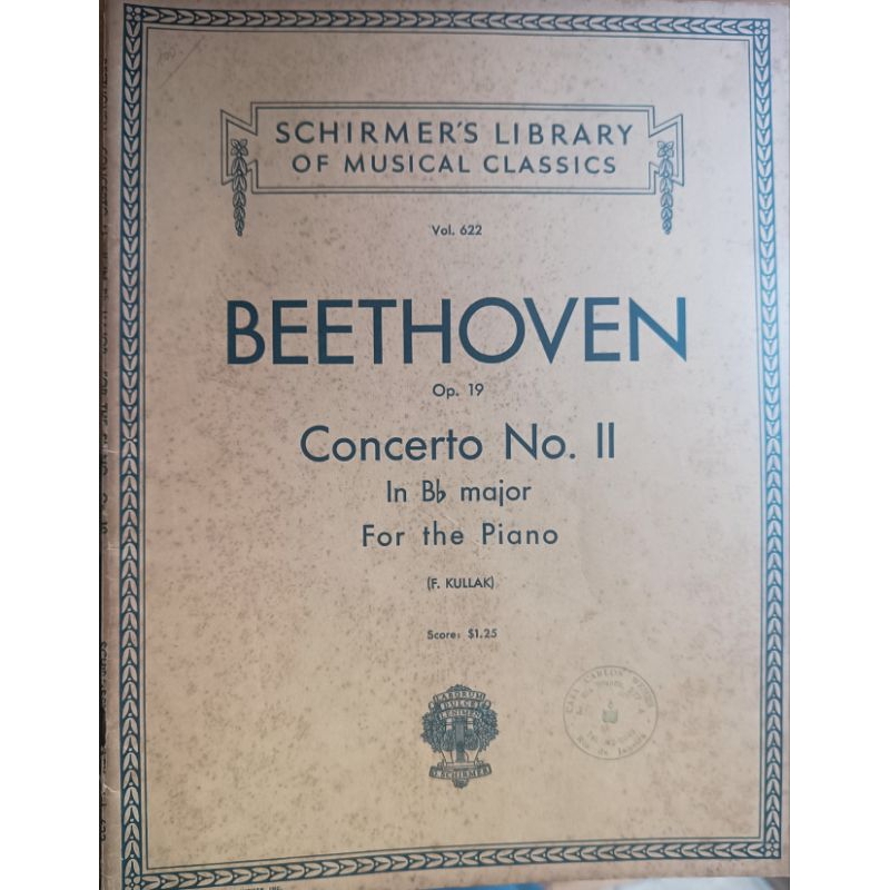 Partitura Antiga Beethoven Op.19 Concerto No. II In B major For The Piano 1901