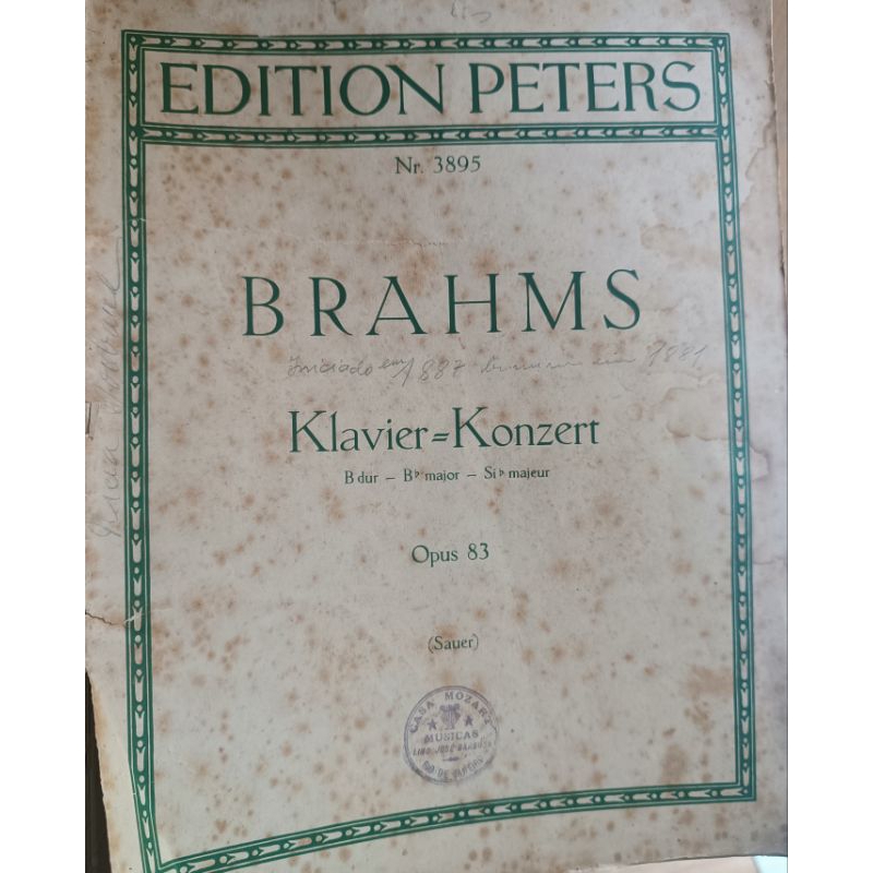 Partitura Antiga Brahms Klavier=Konzert B Major Nr. 3895