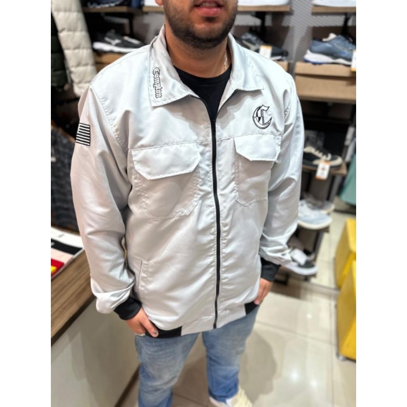 JAQUETA SOCIAL CINZA COM ZÍPER FORRADA COMPTON ORIGINAL