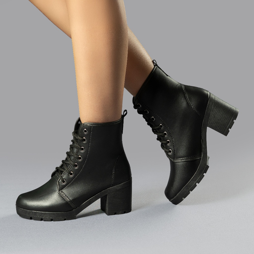 Bota Coturno Cano Médio Casual Moderna De Leve Com Salto Médio Grosso Barato