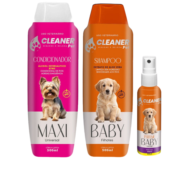 Kit Completo Higiene Cães Shampoo Condicionador Perfume