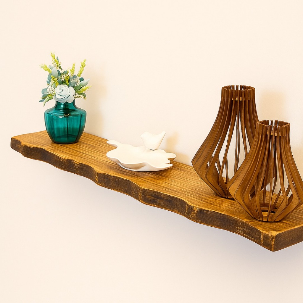 prateleira madeira rústica borda irregular 29 cm profundidade em Oferta na Shopee