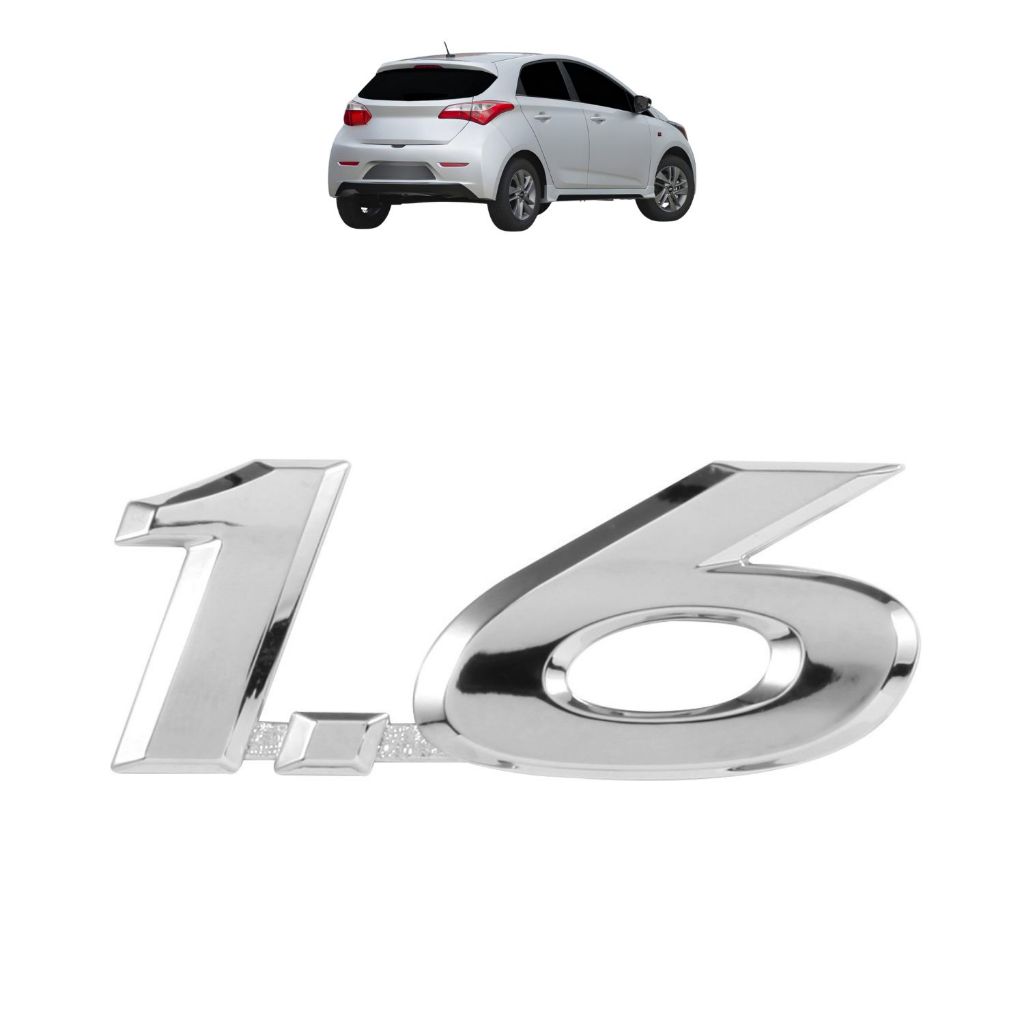 Emblema letreiro 1.6 – Hb20 2012 a 2019 - Cromado em Oferta na Shopee