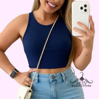 Cropped Regata Top Feminino Liso Básico Suplex em Oferta na Shopee