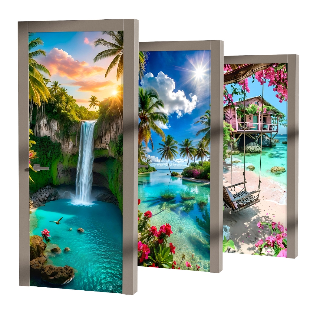 Capa de Porta Decorativa Paisagem Campo Jardim Natureza Tecido Sublimado 0,85x2,10