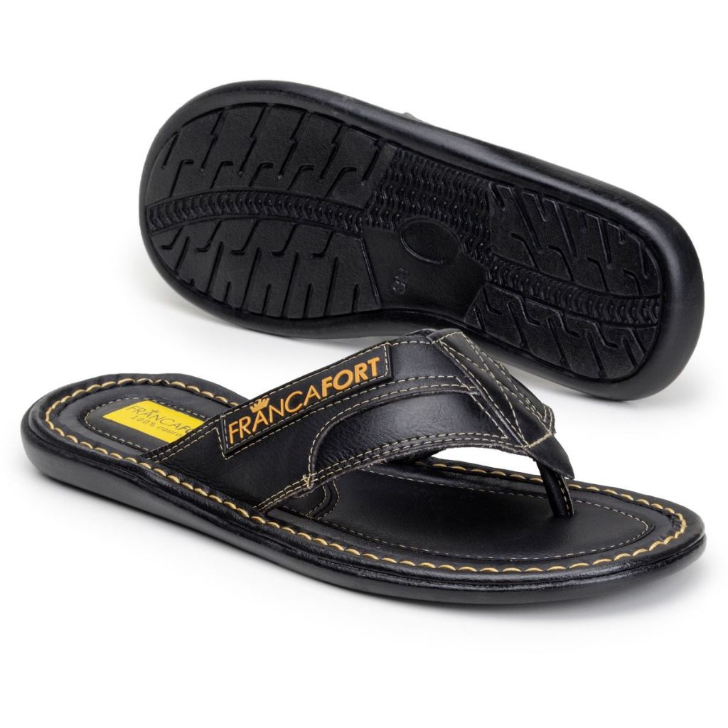 Chinelo Dedo Couro Legítimo Masculino Casual Urbano Clássico Conforto Elegância Sola Antiderrapante