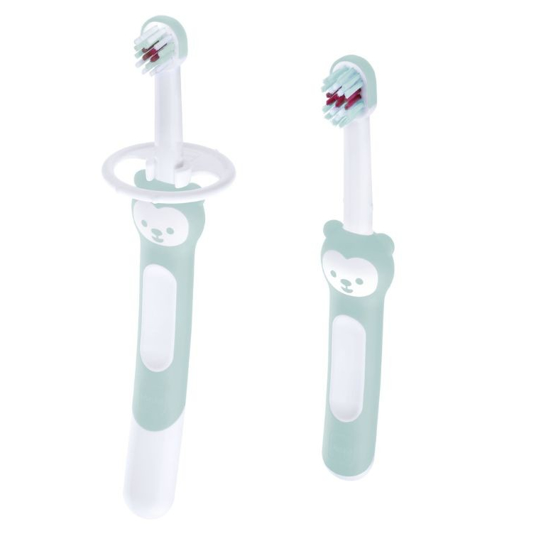 Kit 2 Escova Dental Bebê Infantil Mam Learn To Brush 5+ Meses Azul